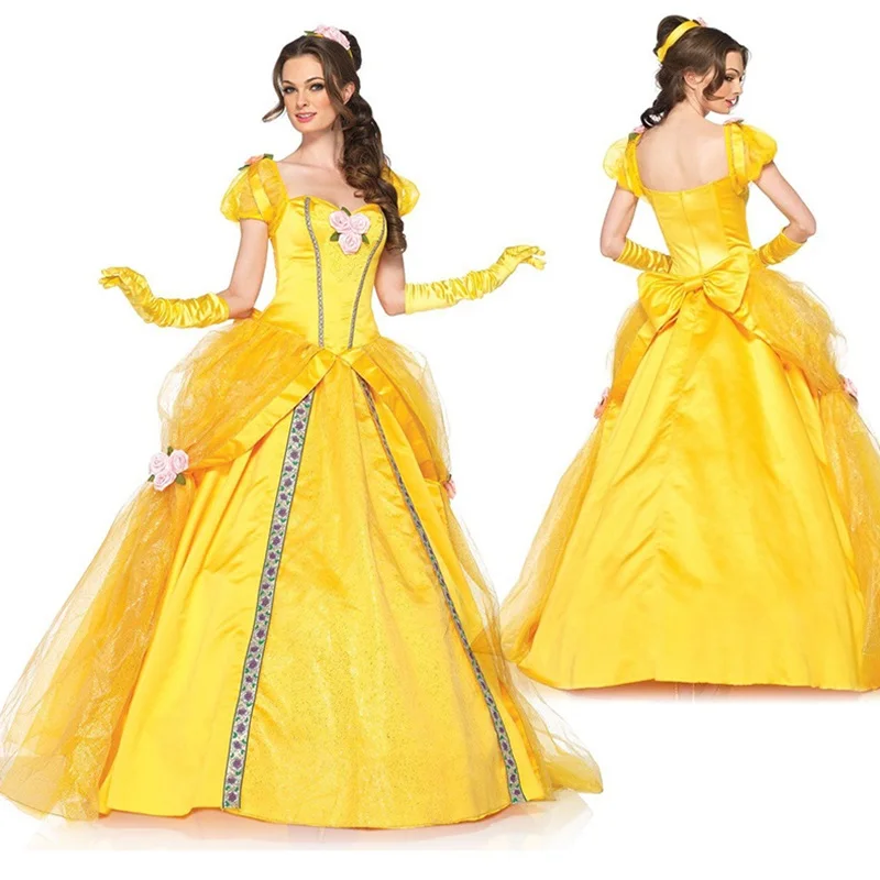 Beauty and Beast Princess Cosplay fantasia para meninas, festa infantil, vestido de Halloween, Adulto