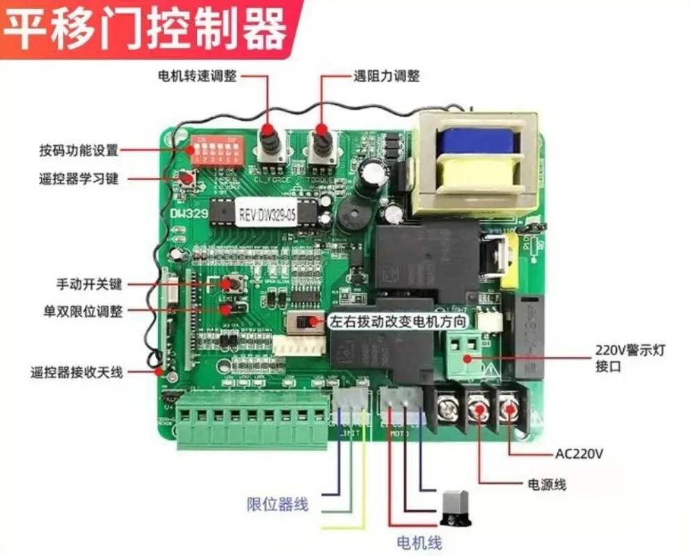DW-329 Universal Sliding Gate Control Board Smart Soft Start Soft Stop Circuit Board For Electric Automatic Gate Opener