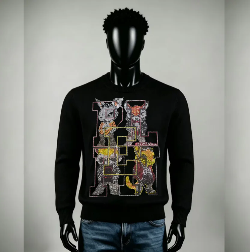 2026 Mens Rhinestone Skull Sweatshirt O Neck Pullover Winter Designer Streetwear Tops Men Clothing