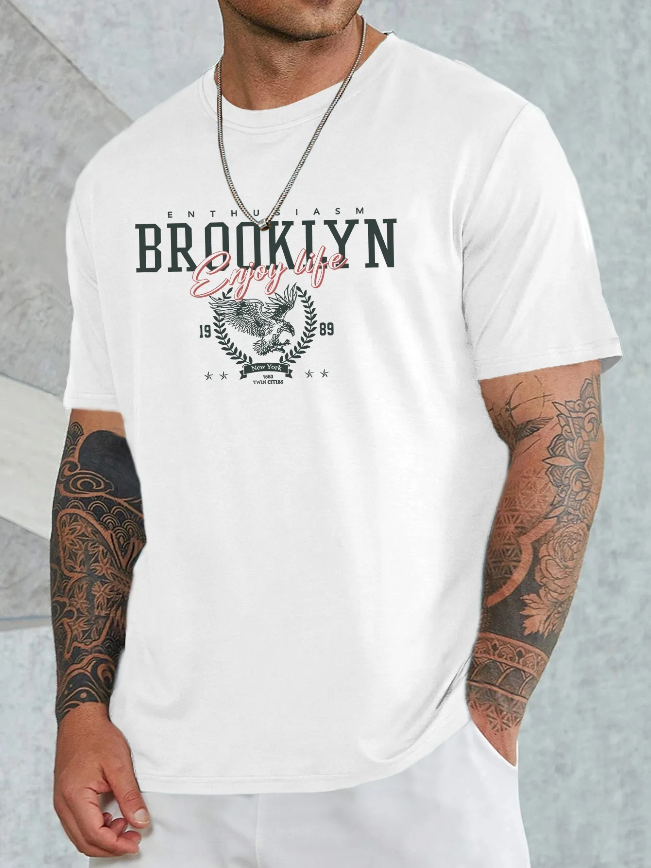

Men's Cotton Brooklyn Champions Graphic T-Shirt Short Sleeve Tee Breathable Durable for Casual WearTrendy Graphic Tee