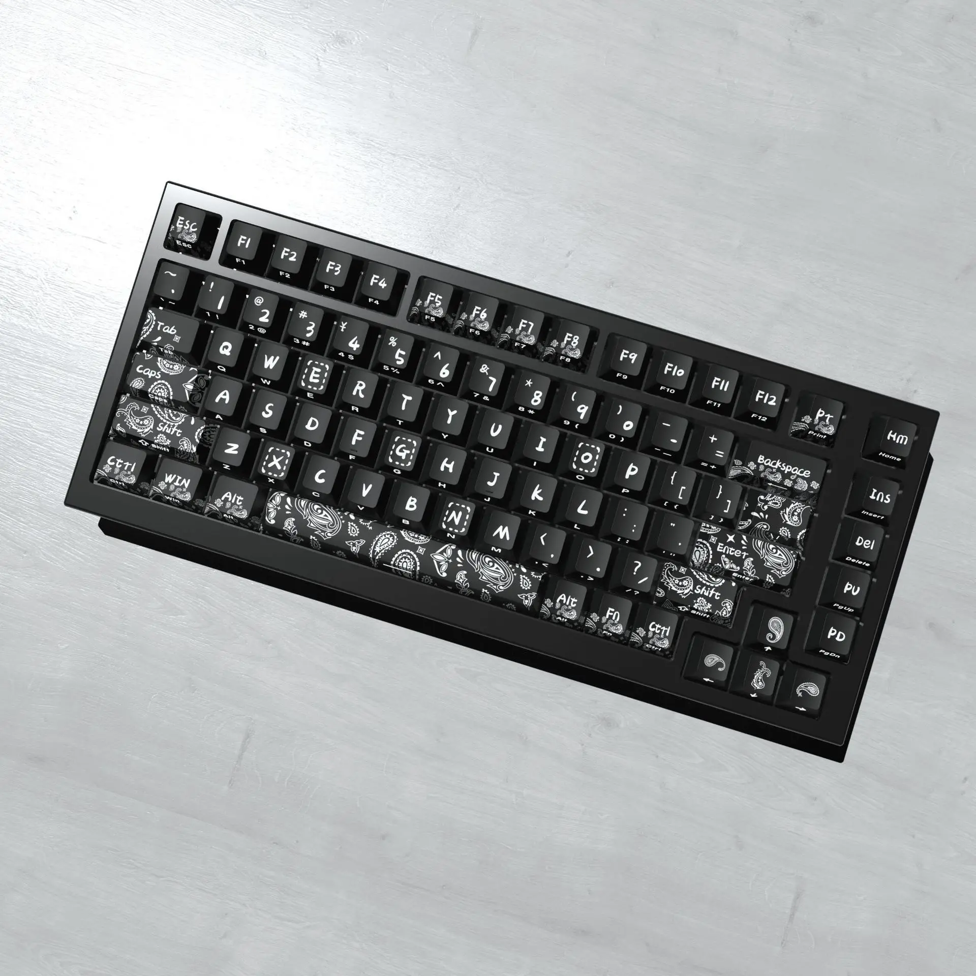 130 Keys Cashew Flower Keycaps  Cherry Side Engraved Transmission PBT Dye-sub Key Caps for ROG Night Demon Mega Lion Wooting