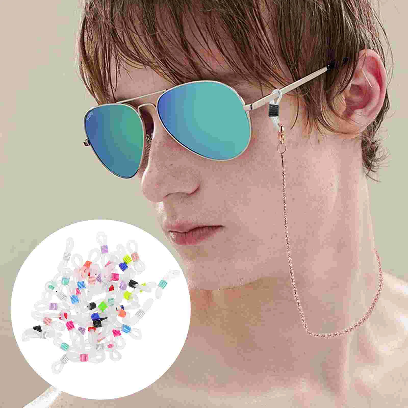 50 Pcs Glasses Clasp The Chain Sunglasses Ends Eyewear Holder Eyeglasses Connector for Rubber Retainer