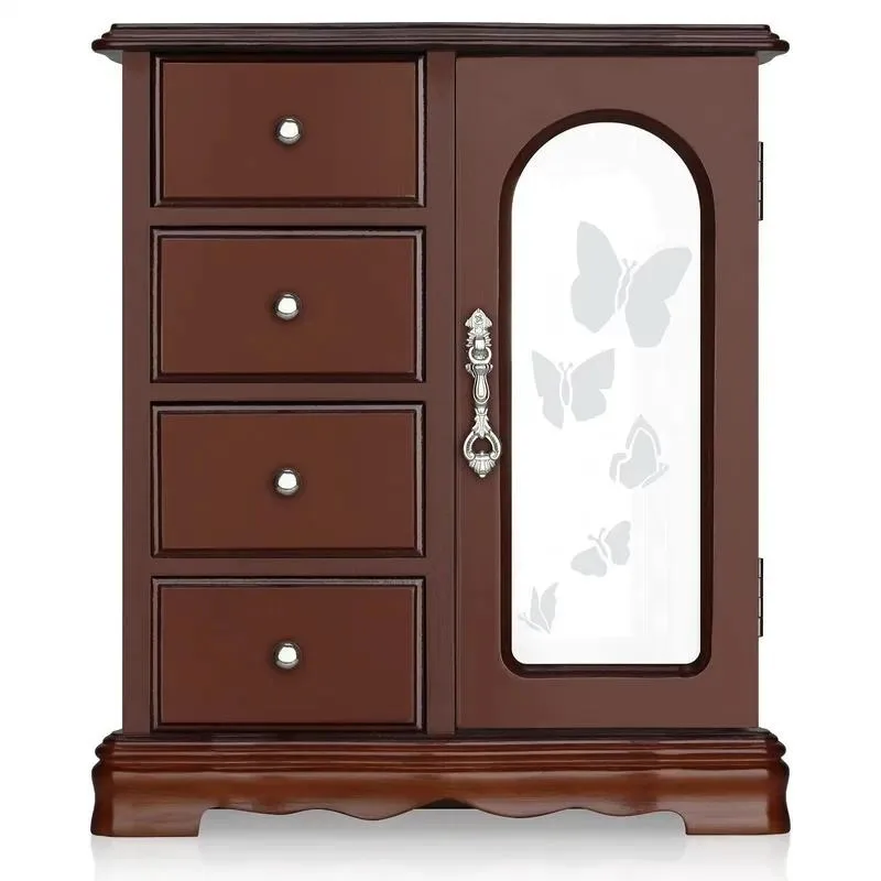 nvironmentally friendly jewelry box 4 drawers necklace storage rack built-in large mirror can be customized size modern locker