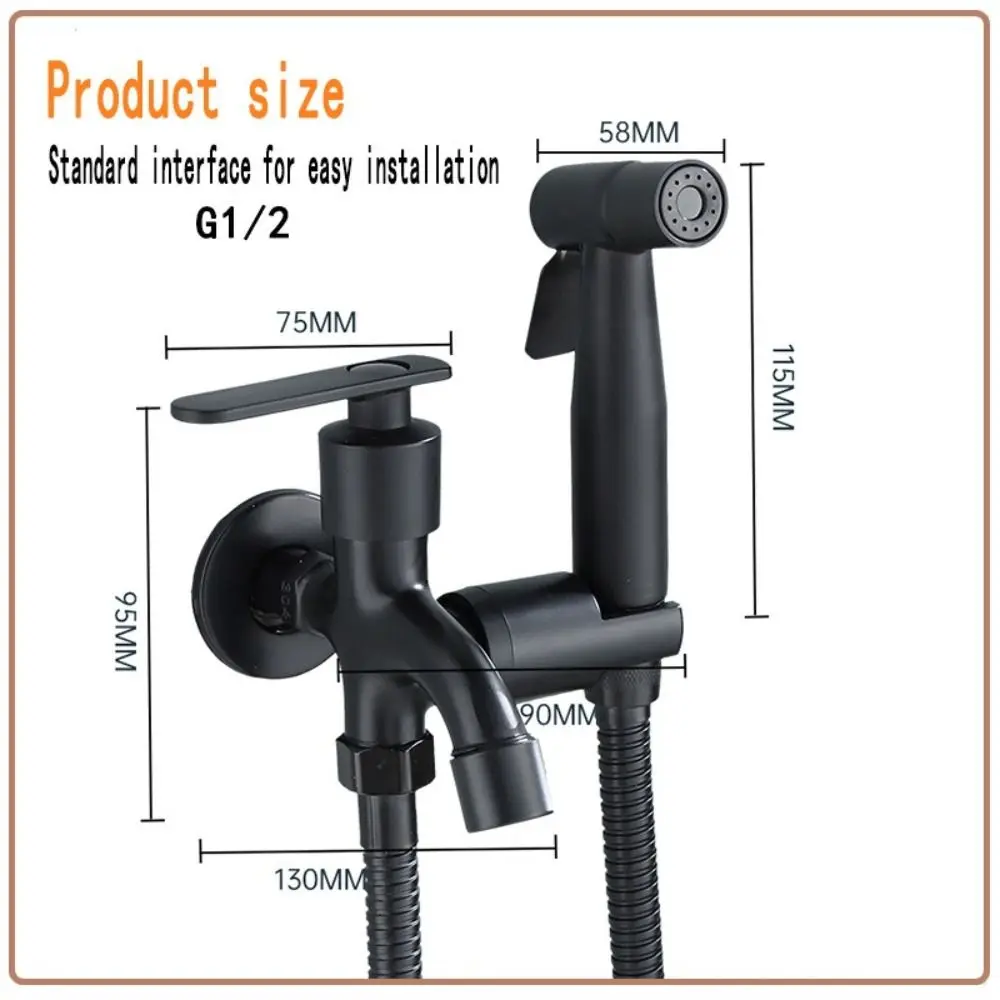 Stainless Steel Toilet Bidet Spray Set 1 In 2 Out Multi-functional Shattaff Shower High Pressure Handheld Faucet view 6