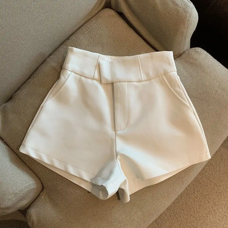 Pantalones cortos negros para mujer, Shorts elegantes de cintura alta, de pierna ancha, línea A, Sexy, ajustados, novedad, Y2K