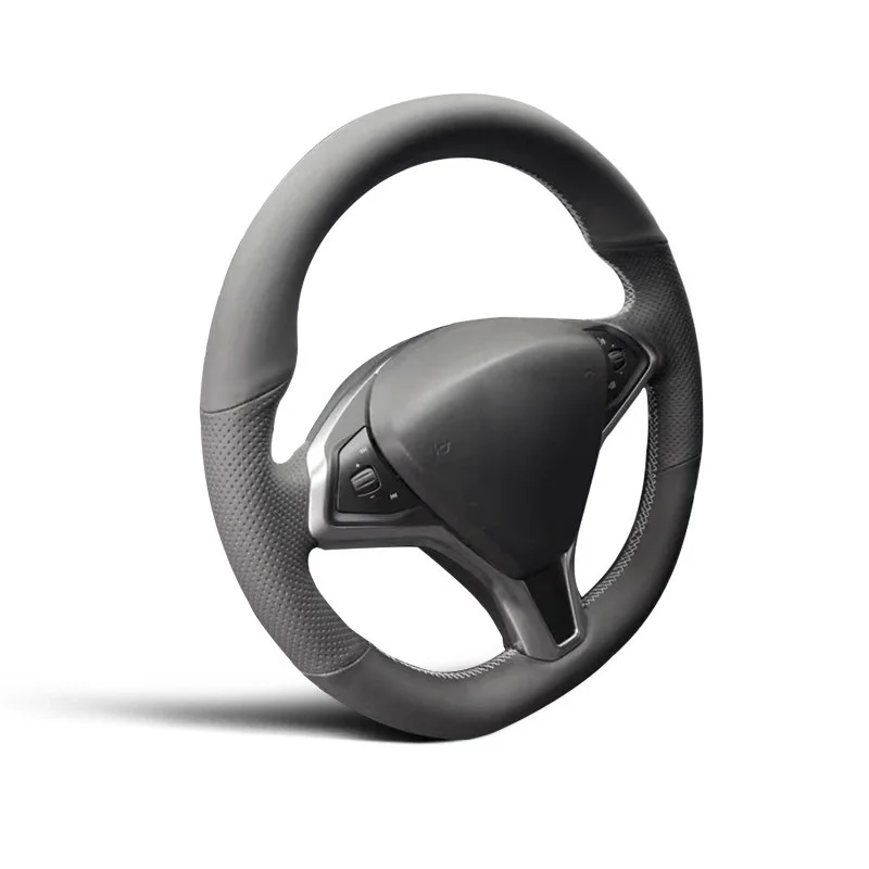 Genuine Leather Suede Steering Wheel Cover White Thread Car Accessoires Specifically for TESLA MODEL 3 MODEL Y MODEL X MODEL S