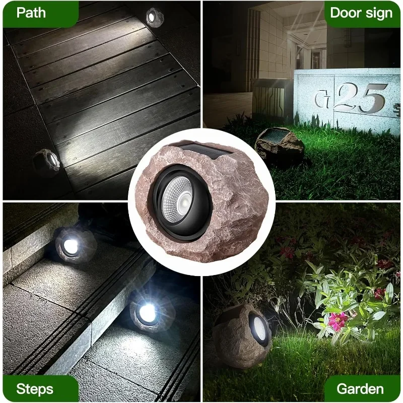 

4 Pack Waterproof Solar Rock Lights, Adjustable Super Bright LED Landscape Spotlights for Garden Yard Pathway Patio Lawn Decor
