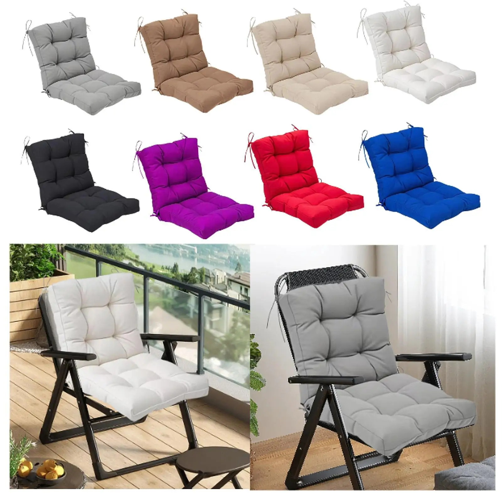 وسادة لمقعد الكرسي مع دعم خلفي لكراسي هزازة وتناول الطعام، للاستخدام الداخلي والخارجي