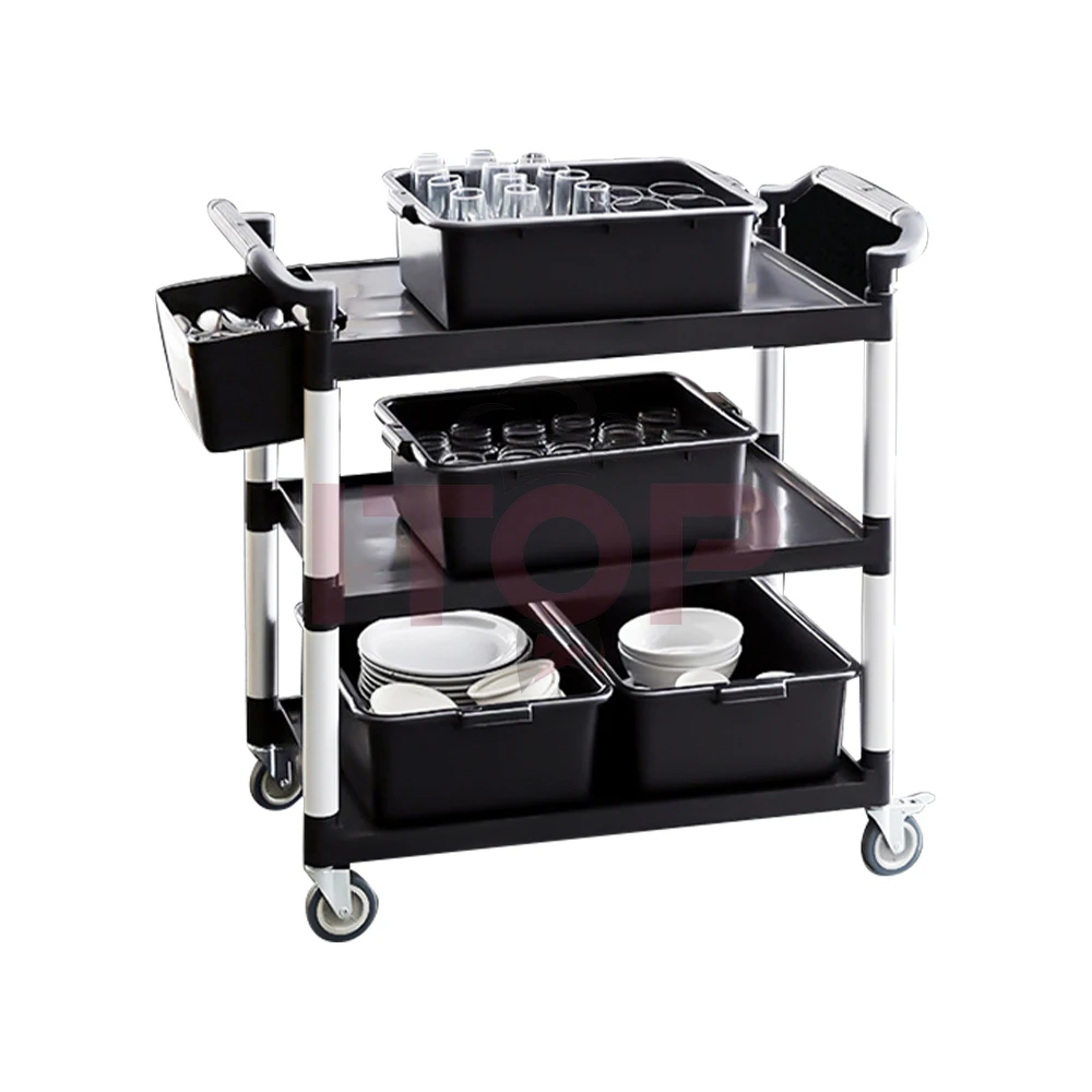 Corner Kitchen Restaurant Service Cart Storage Rack Three Floor Catering Kitchen Trolley Newest 3 Layer Plastic Rolling Cart