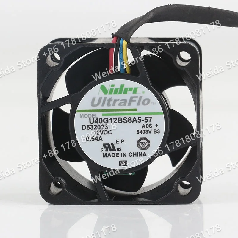 Nidec 5V 24V 48V 4CM 4020 40X40X20MM AC EC inverter Power source switch speed regulation U40G12BS8A5-57 Coolingfan DC 12V 0.54An