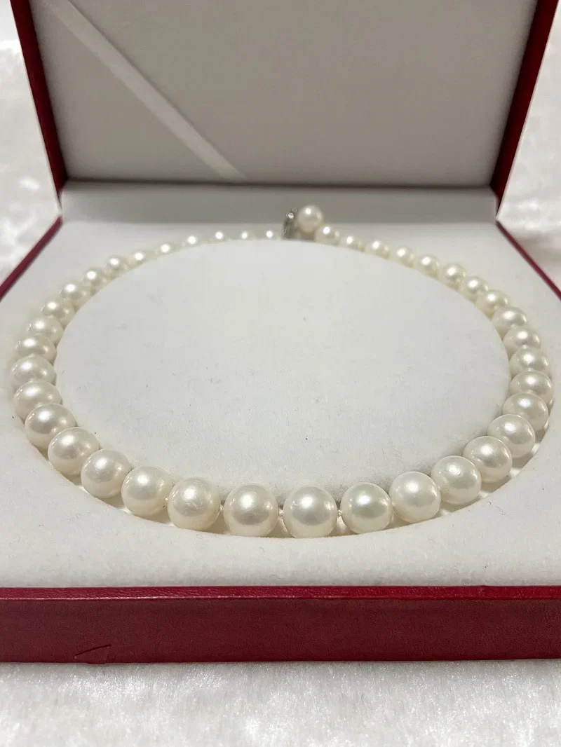 

Charming 17"11-12mm Pearls Necklace for Women Fine Round Pearls 925 Sterling Silver Jewelry Wedding Party Gifts