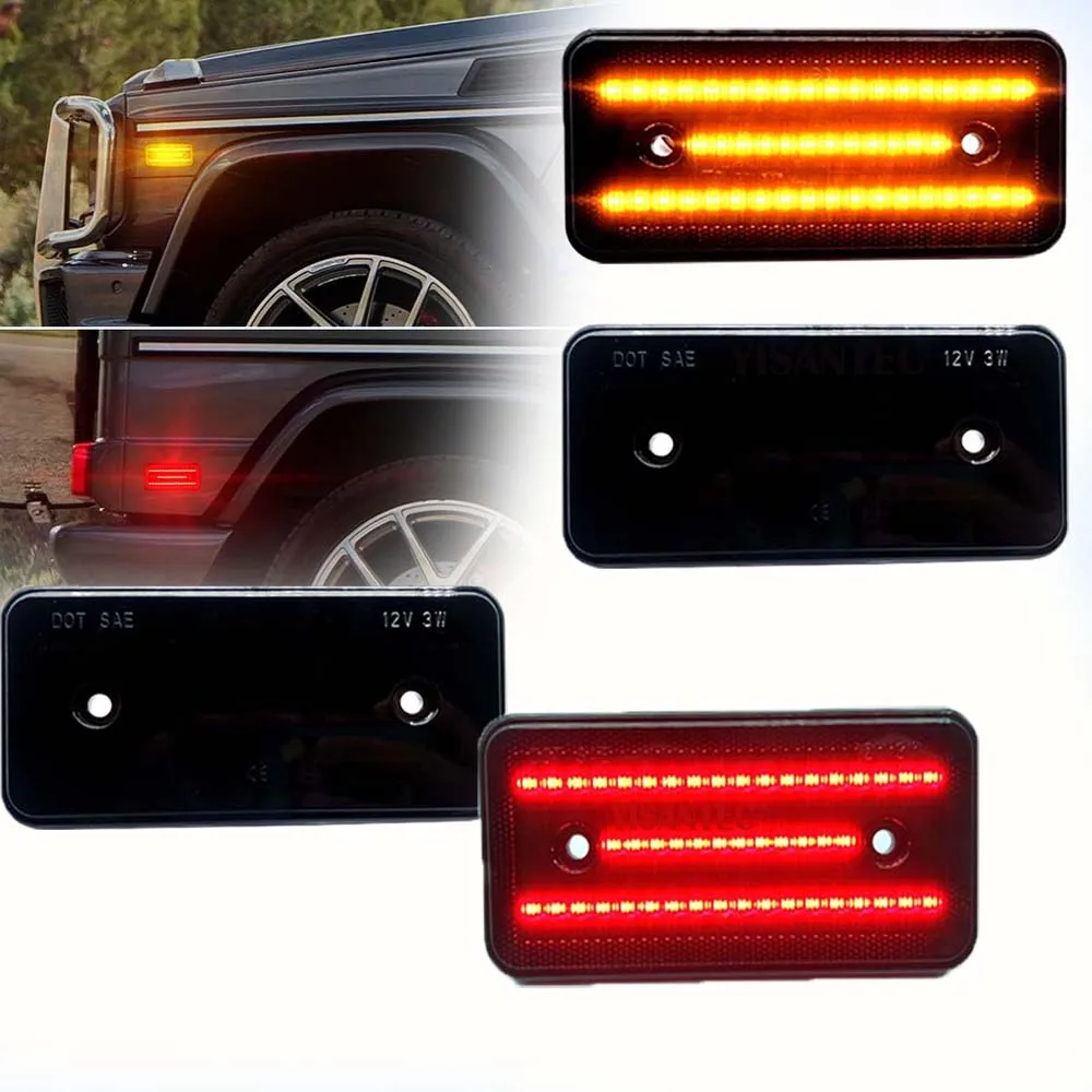 Bursztynowo-czerwone diody LED zastępują boczne światła sygnalizacyjne samochodu na 2002 2003 2004-2014 Mercedes W463 G-Class G500 G550 G55 światła boczny błotnik