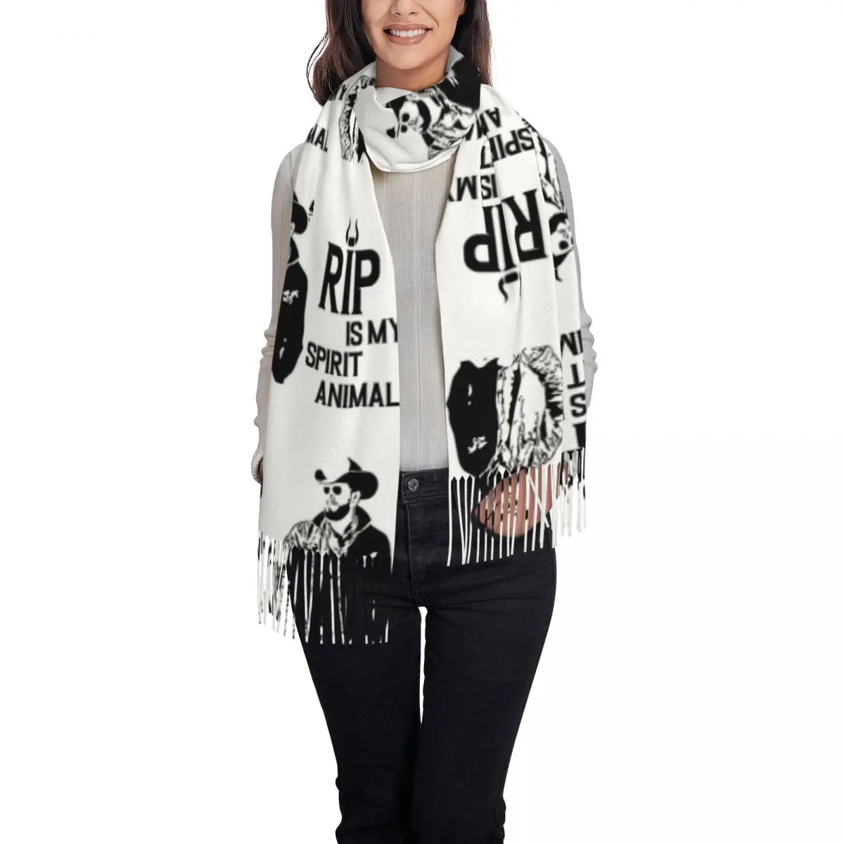 Rip Wheeler Rip Is My Spirit Animal Dutton Ranch Scarf Tassel Scarves Women Soft Warm Shawls and Long Fall Winter Shawl Wraps