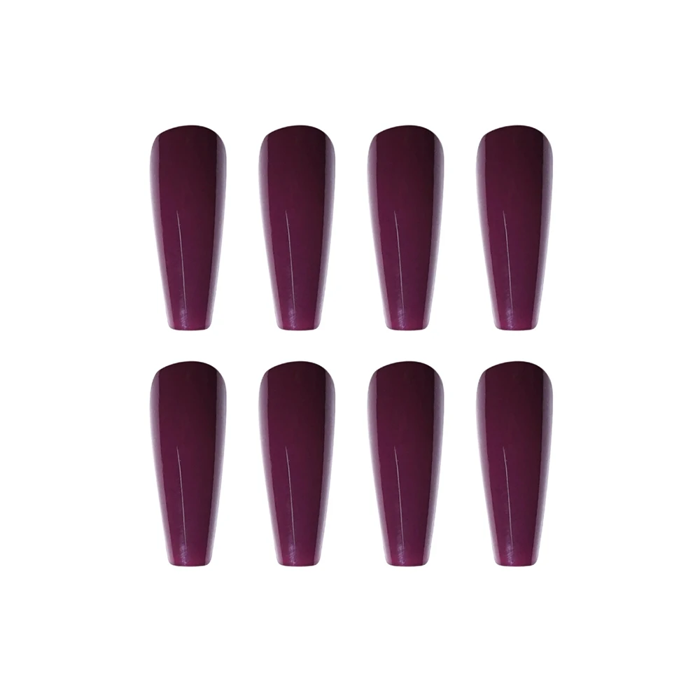 

JP966 QTCJ 24Pcs Long Ballet Series Dark purple bright light Wearable Nail Art Nail Patch Is Waterproof And Removable