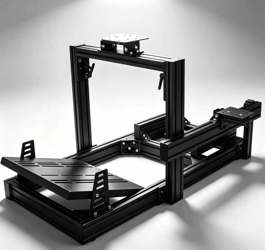 Custom Basic Version 4080 Aluminum Profiles Driving Simulator Racing Cockpit With Pedal Shifter Breaker Steering Wheel Bases