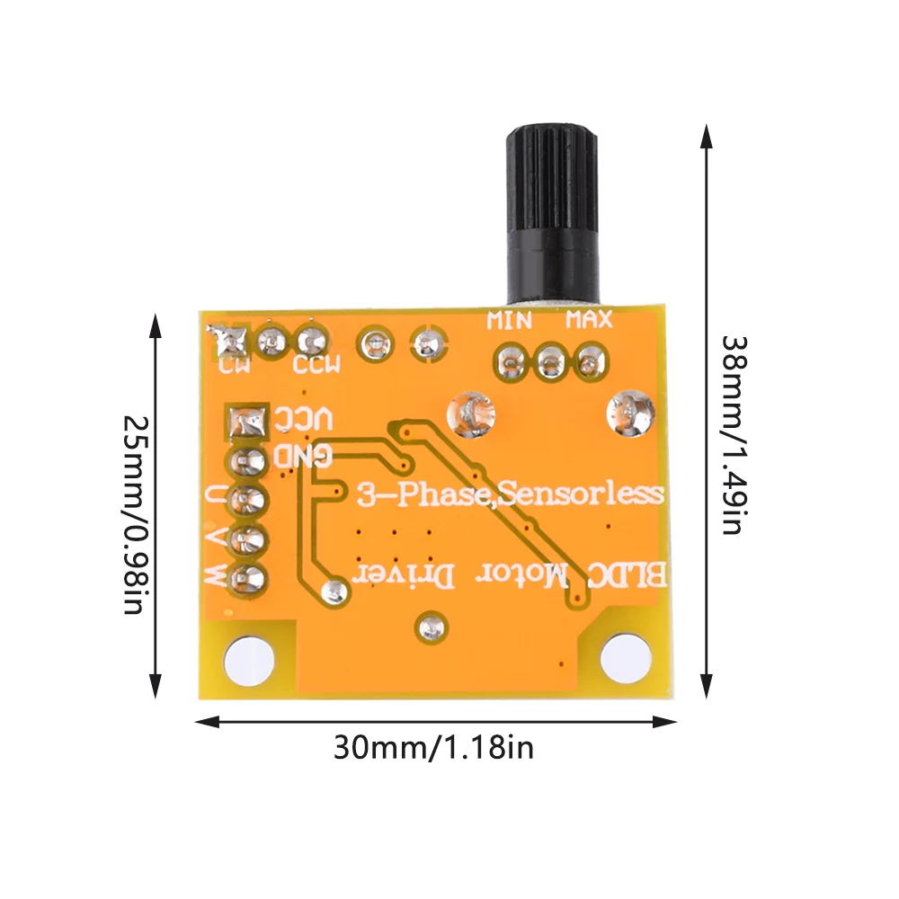 DC5V-15V BLDC 3-Phase Brushless Motor Driver 2A 15W DC Motor Speed Controller Sensorless Board Module Power Supply