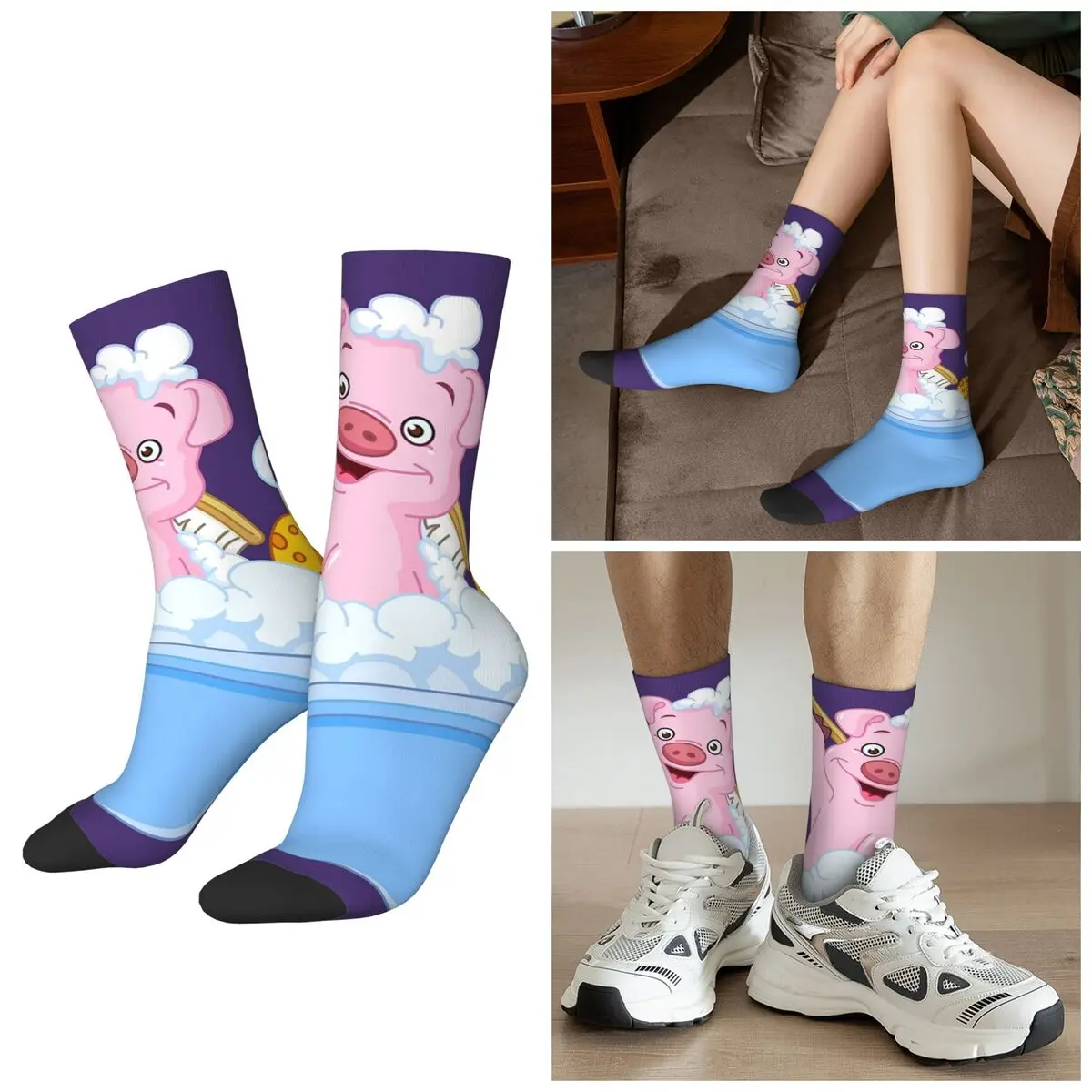 

Веселые носки с мультяшными поросятами на все сезоны, милые носки в стиле Харадзюку, забавные носки для мужчин и женщин, подарки на День святого Валентина
