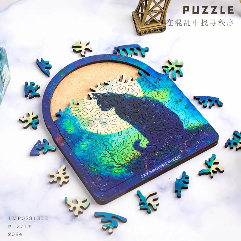 "Luna e gatto" puzzle giocattolo AliExpress in legno puzzle cross-border hit