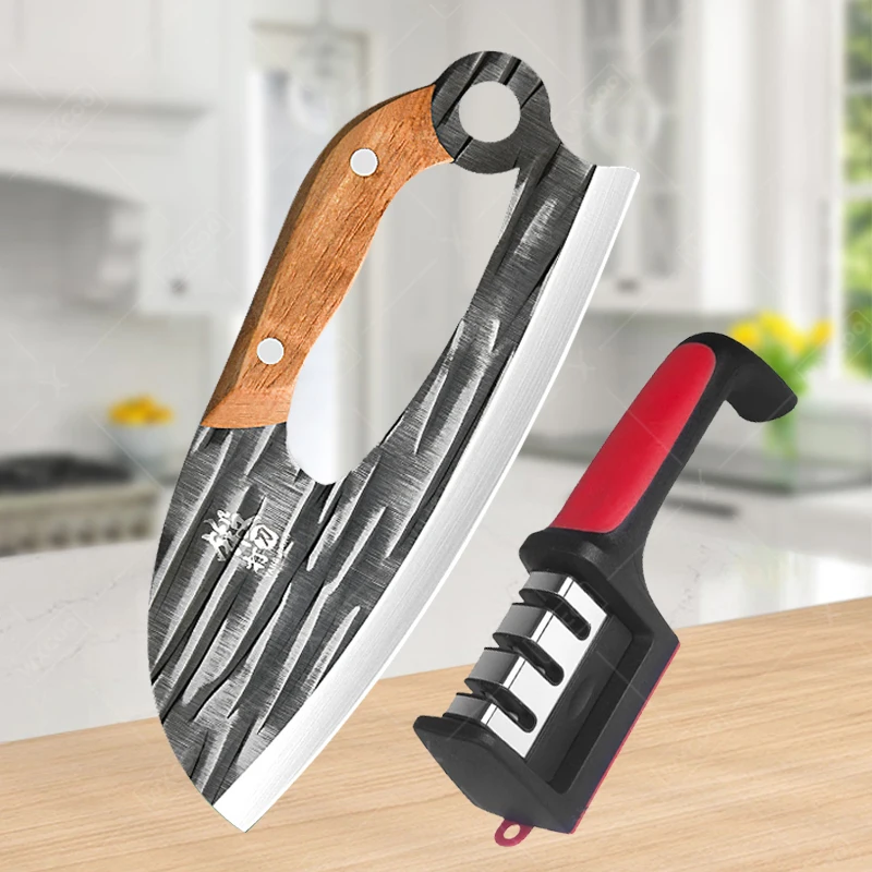 Boning Knife Kitchen Knives Sharpener Stainless Steel Forged Hammer Professional Labor Saving Chopper Meat Cleaver Butcher Knife