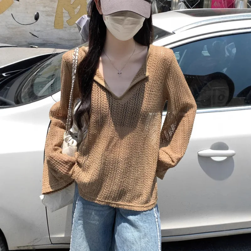 النمط الكوري فضفاض نصف مفتوح الرقبة الجوف خارج جرس كم متماسكة غطاء الشاطئ حتى 2025 الموسم الجديد