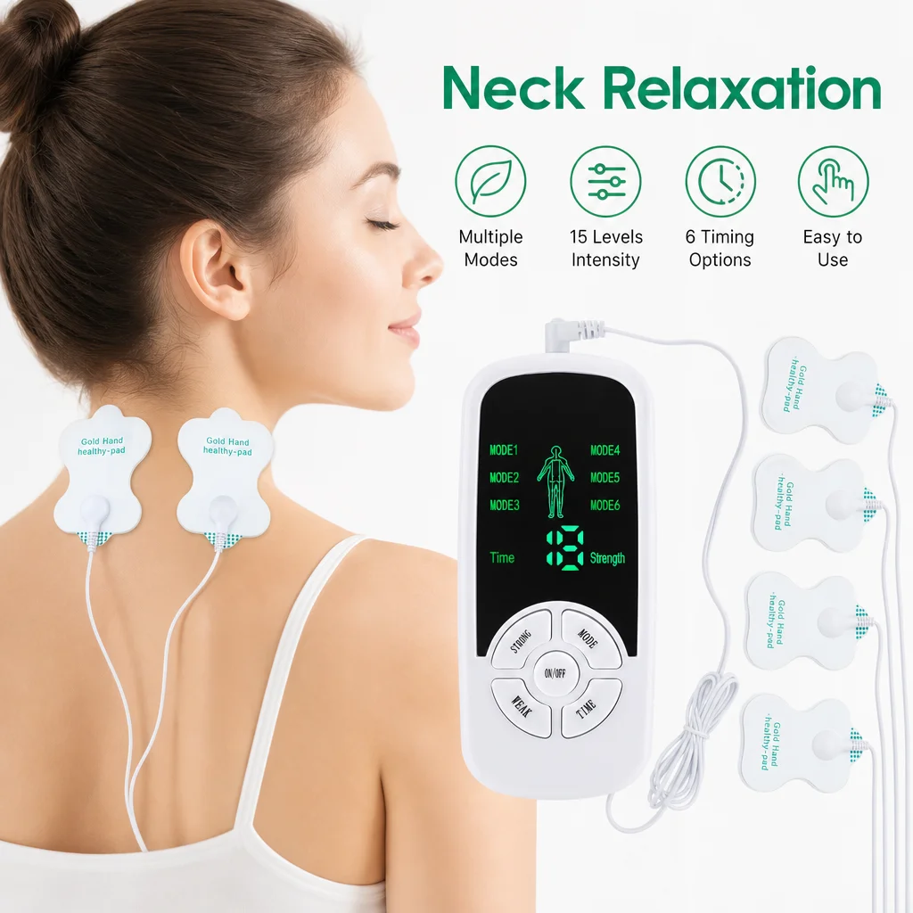 Masseur de cou à 6 modes, portable, intelligent, électrique, rechargeable, ensemble de patchs de massage pour le corps et les épaules, relaxation musculaire et soulagement de la fatigue