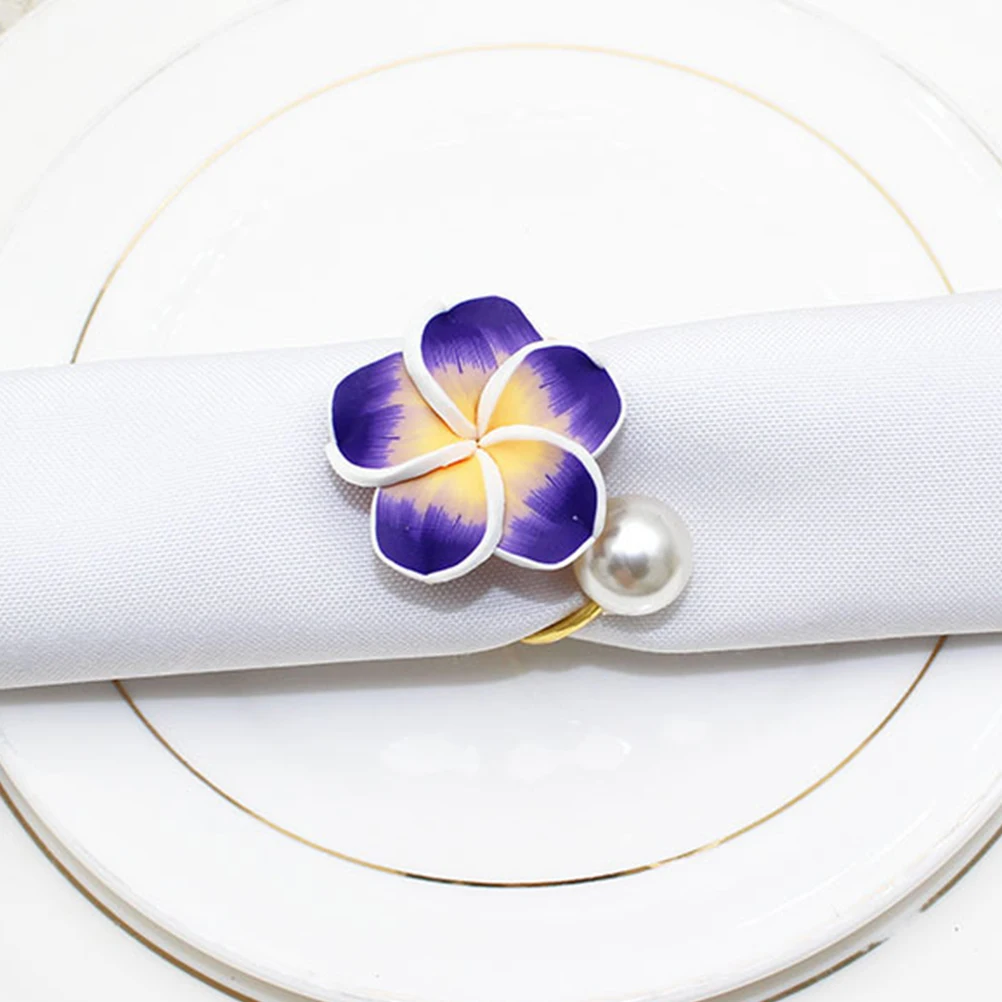 

6pcs Napkin Serviette Accessory Serviette Buckles Household Decorative Flower Design Match Home Table Banquet Party