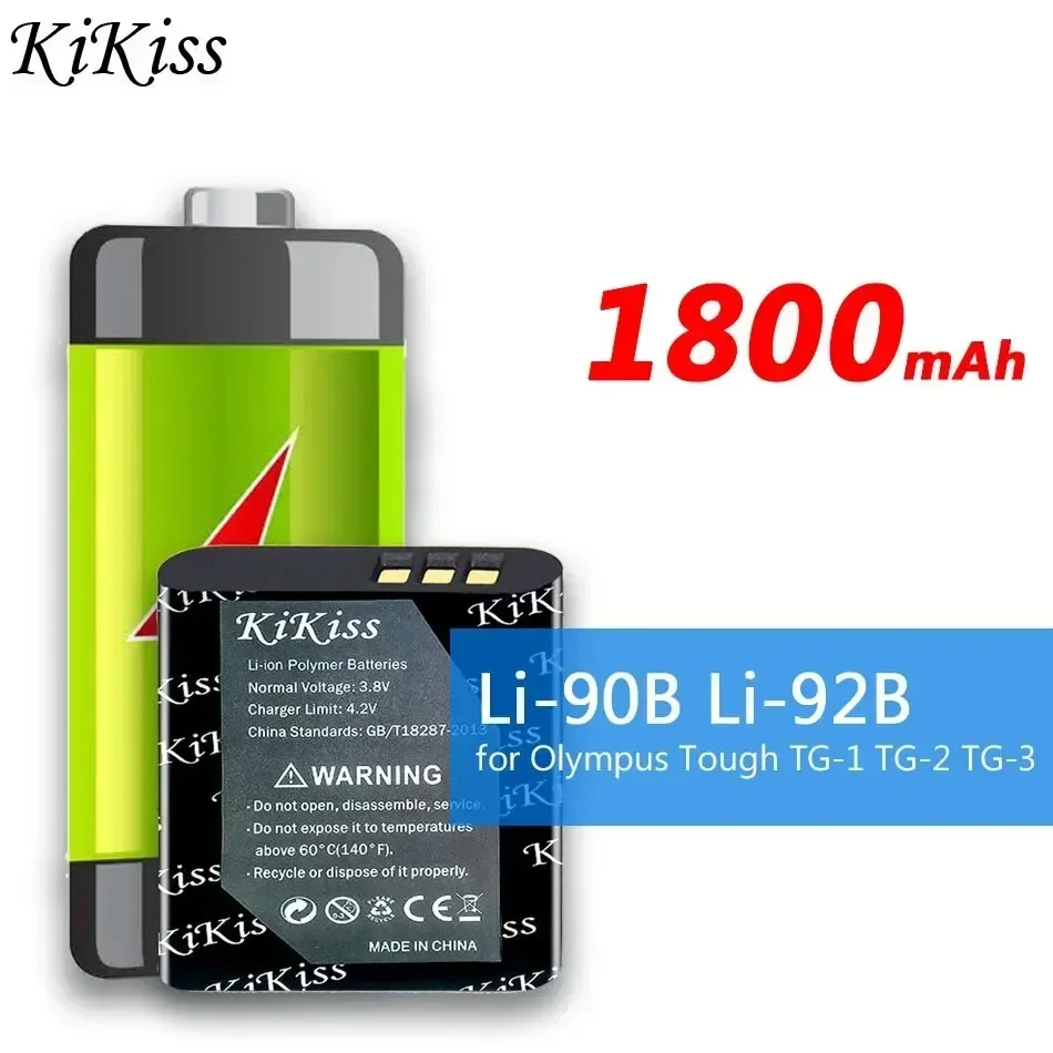 Li-90B Li-92B 1800mAh KiKiss Portable Battery for Olympus Tough TG-1 TG-2 TG-3 Red TG-6 TG-4 TG-5 SH-1 SH-50 SH-60 XZ-2 SP-100EE