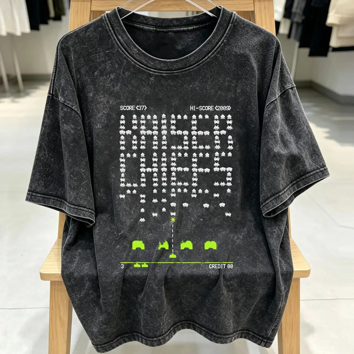 washed T Shirt kaiser chiefs space invasion vintage Washed Unisex Top For Everyday Wear Casual streetwear Breathable Versatile