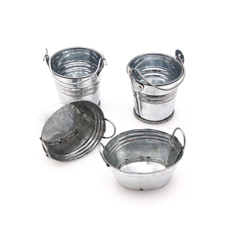 ¡Gran venta! Cubo de lata en miniatura para casa de muñecas, lavabo, maceta para carne, bolso para niños