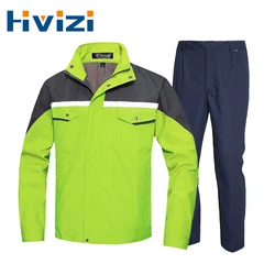 Work Jacket and Pants High Visibility Workwear Work Suits Industrial for Men Reflective Worker Wear Repairman Clothing