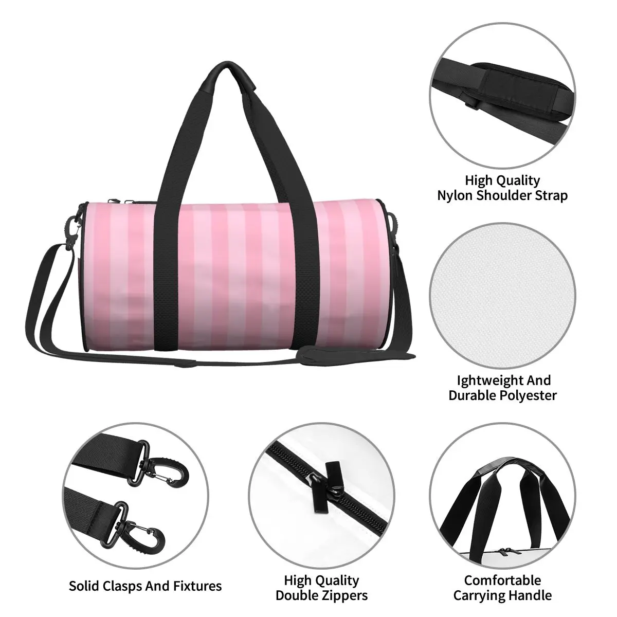 Letras de ilustração rosa Imprimir Travel Bag, Sacos esportivos grandes, impermeáveis, Casal Custom Gym Bag, Casual Novidade Fitness Bag