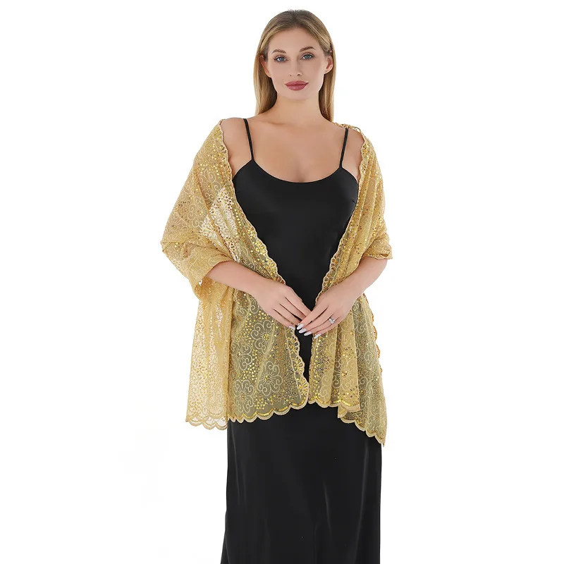1920s Sequined Floral Embroidery Evening Dresses Shawls Wedding Bridal Bridesmaid Shawl Scarf Banquet Lady Capes Wraps view 3