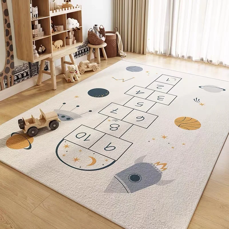 Home Modern Simple Fluffy Living Room Carpet Non-slip Children\'s Bedroom Carpets Cloakroom Study Play Area Reading Area Rug