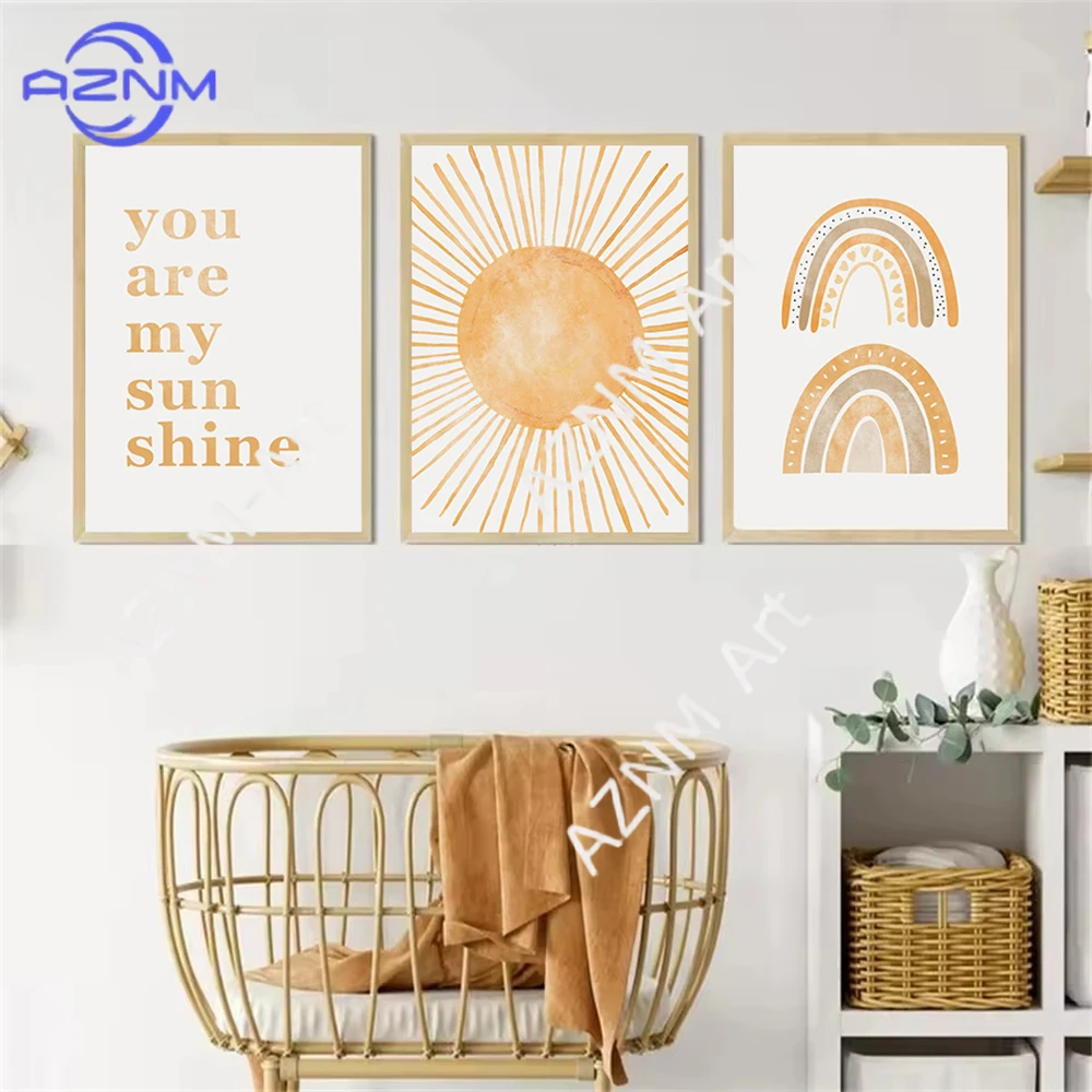 Baby Nursery You Are My Sunshine - Boho Rainbow Sun Posters Abstract Wall