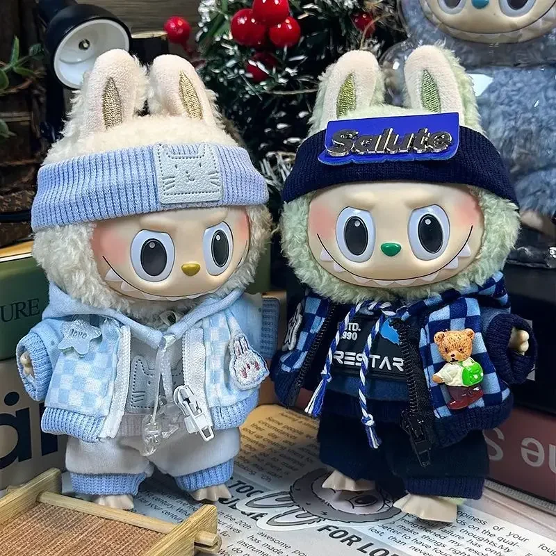

A 17-centimeter labubu Labubu first and second generation blind box pendant figurine to replace a trendy hoodie suit