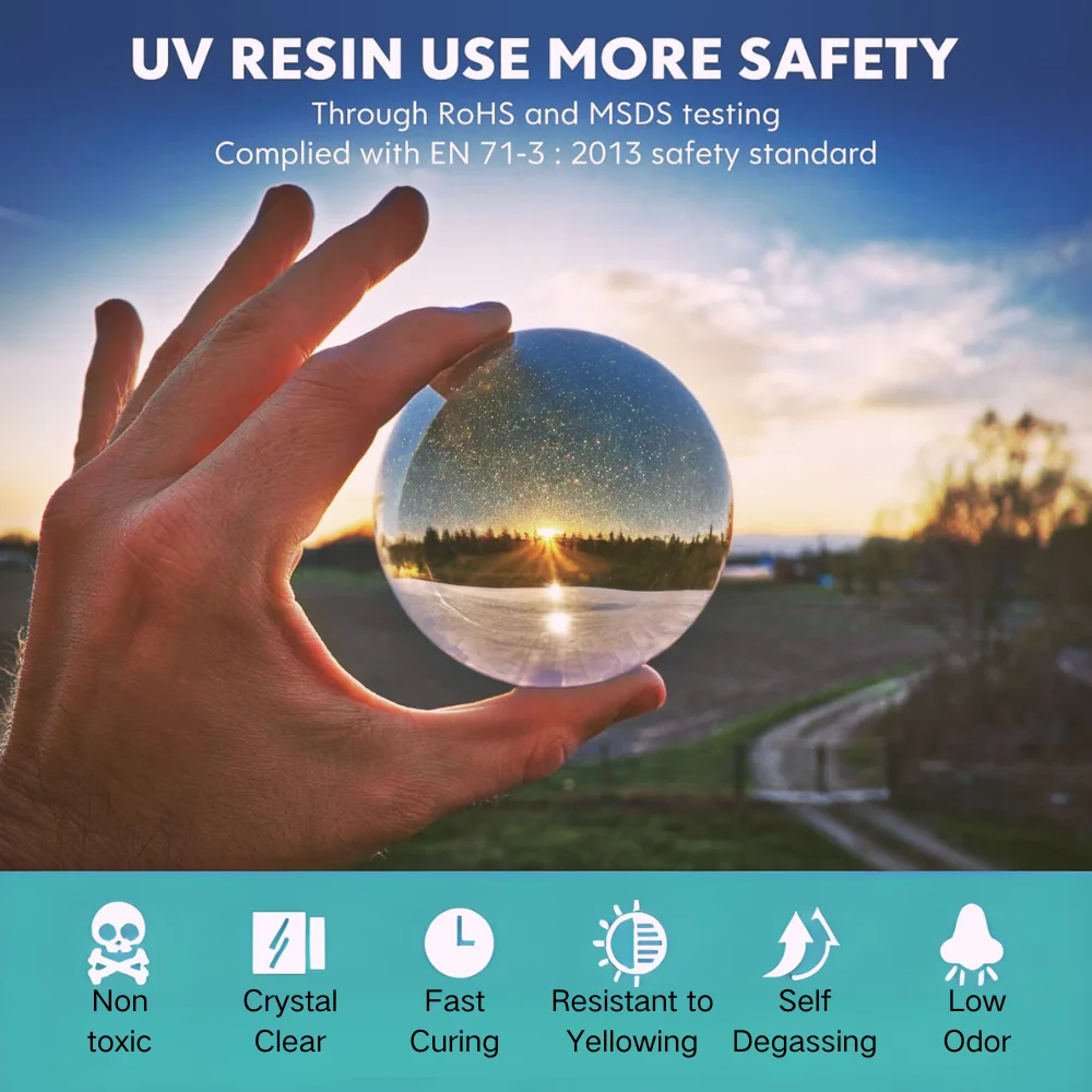 200g UV Resin Kit with Light, Crystal Clear Solar Activated UV Resin Clear Hard Type for Beginners and Professionals,  DIY Craft