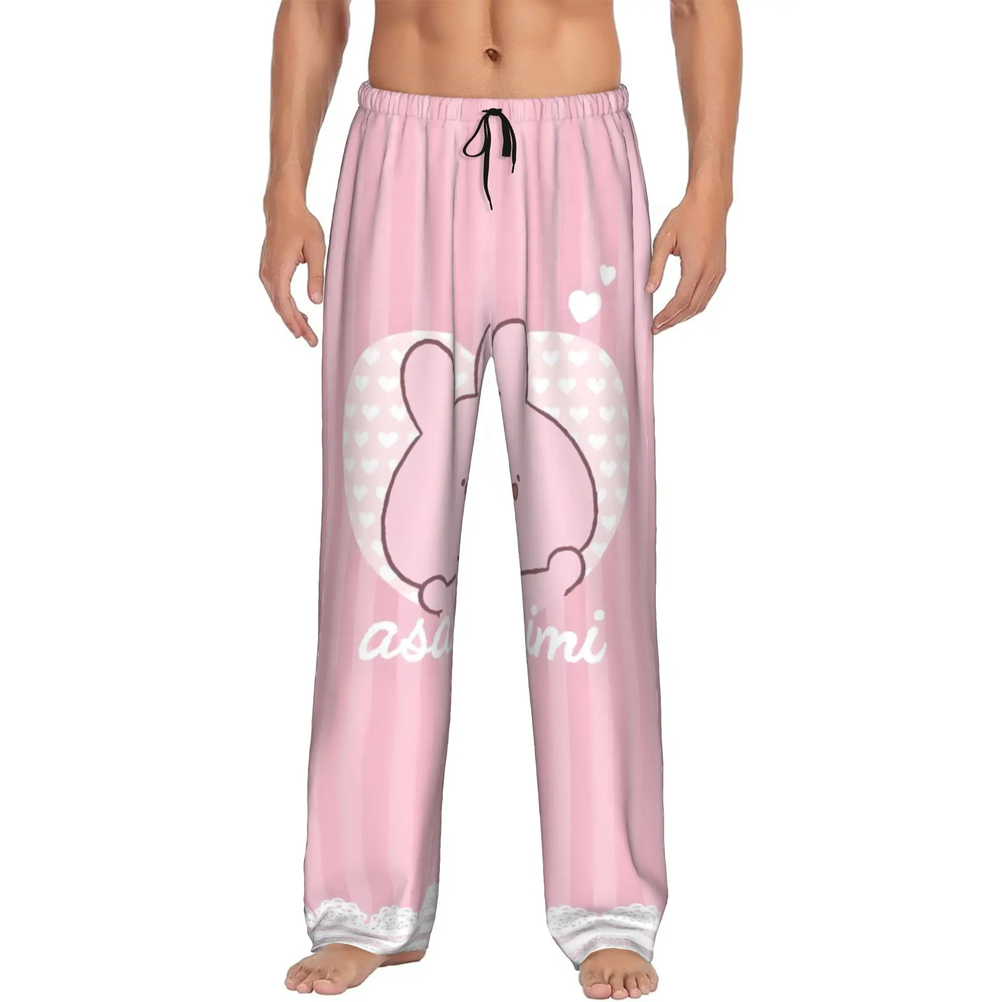 Custom Cartoon A-Asamimichans Cute Pajama Pants Men  Lounge Sleep Stretch Sleepwear Bottoms with Pockets