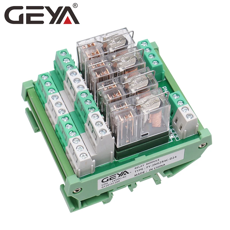 GEYA 2NG2R 2/4/8/16-kanałowy moduł przekaźnikowy 2NO 2NC 12V 24V AC & DC DPDT przekaźnik do projektów automatyzacji PLC — zdjęcie 5