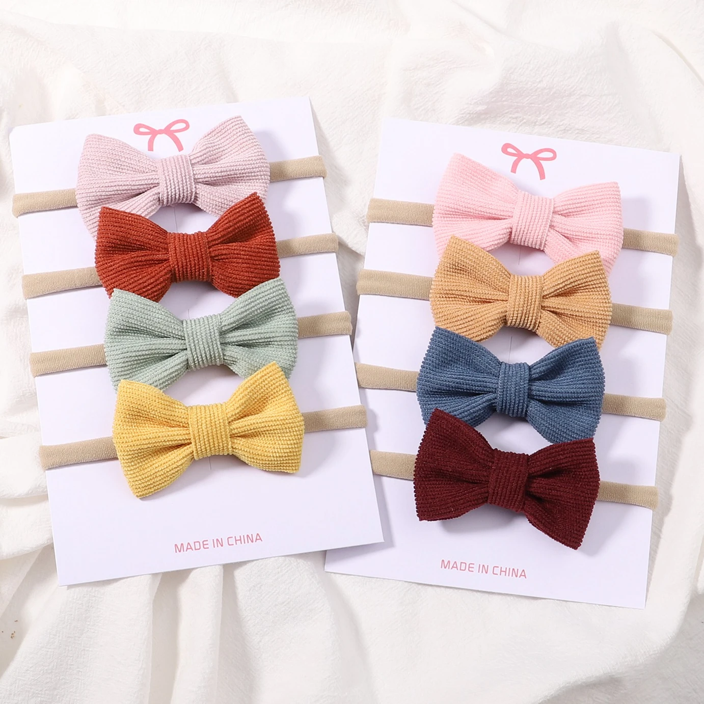 1 Pcs Solid Color Kids Bows Headband for Baby Girl Cute Handmade Knitted Bowknot Children Hair Ties Headwear Hair Accessory