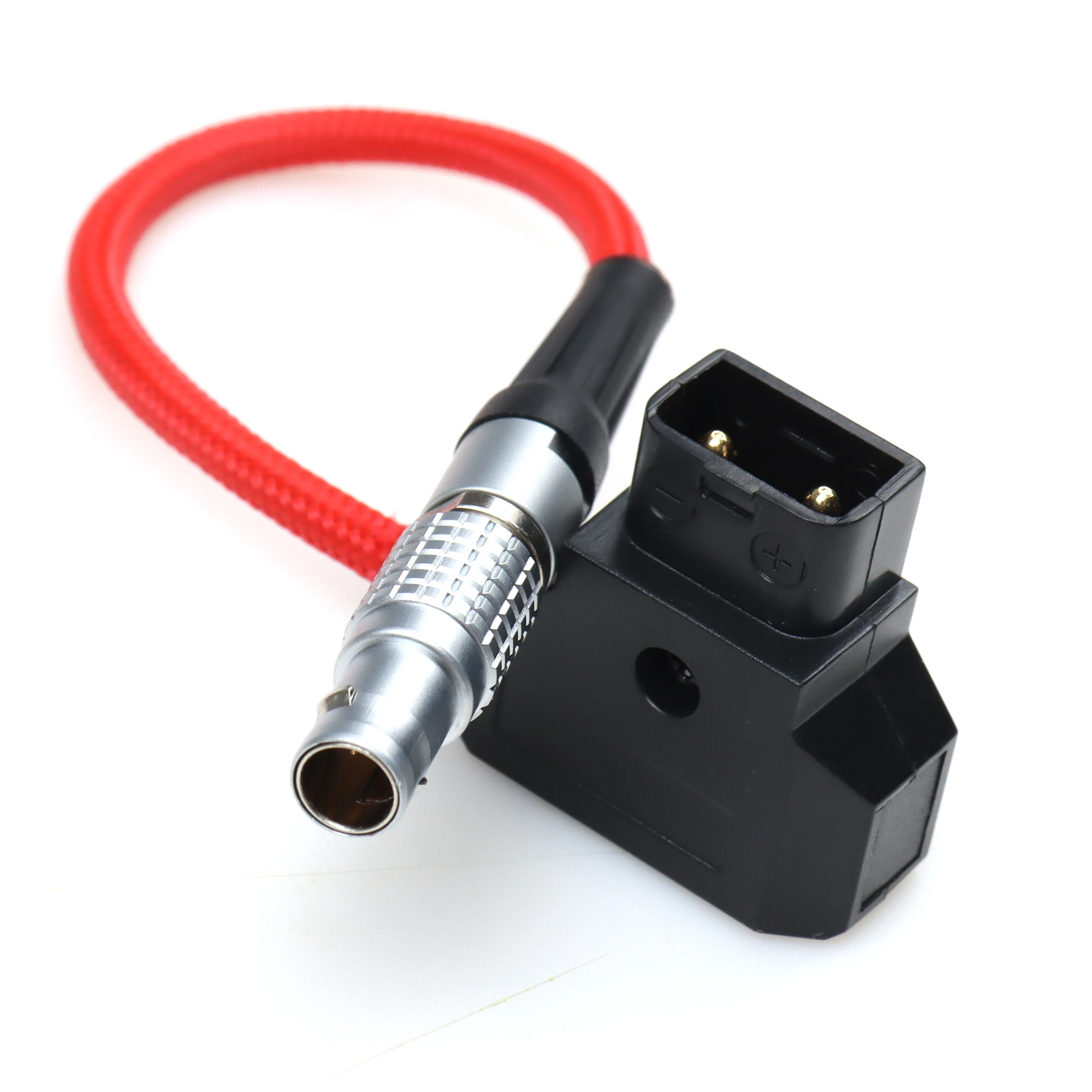 13cm/5.12inch red D-tap Male to 2-Pin FGG 0B Male Power Cable Nylon Braided Durable Connector Cable for Teradek Z Cam Blackmagic