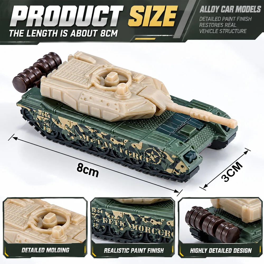 ZURU Metal Machines S2  Tank Toy Model 8cm Camouflage Army Vehicle Realistic Miniature Tank for Collectors & Display