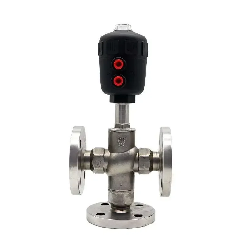 Pneumatic Angle Seat Valve T Type 3 Way Flange Connection For Steam Water Oil Diversion Industrial Control Valve High Quality