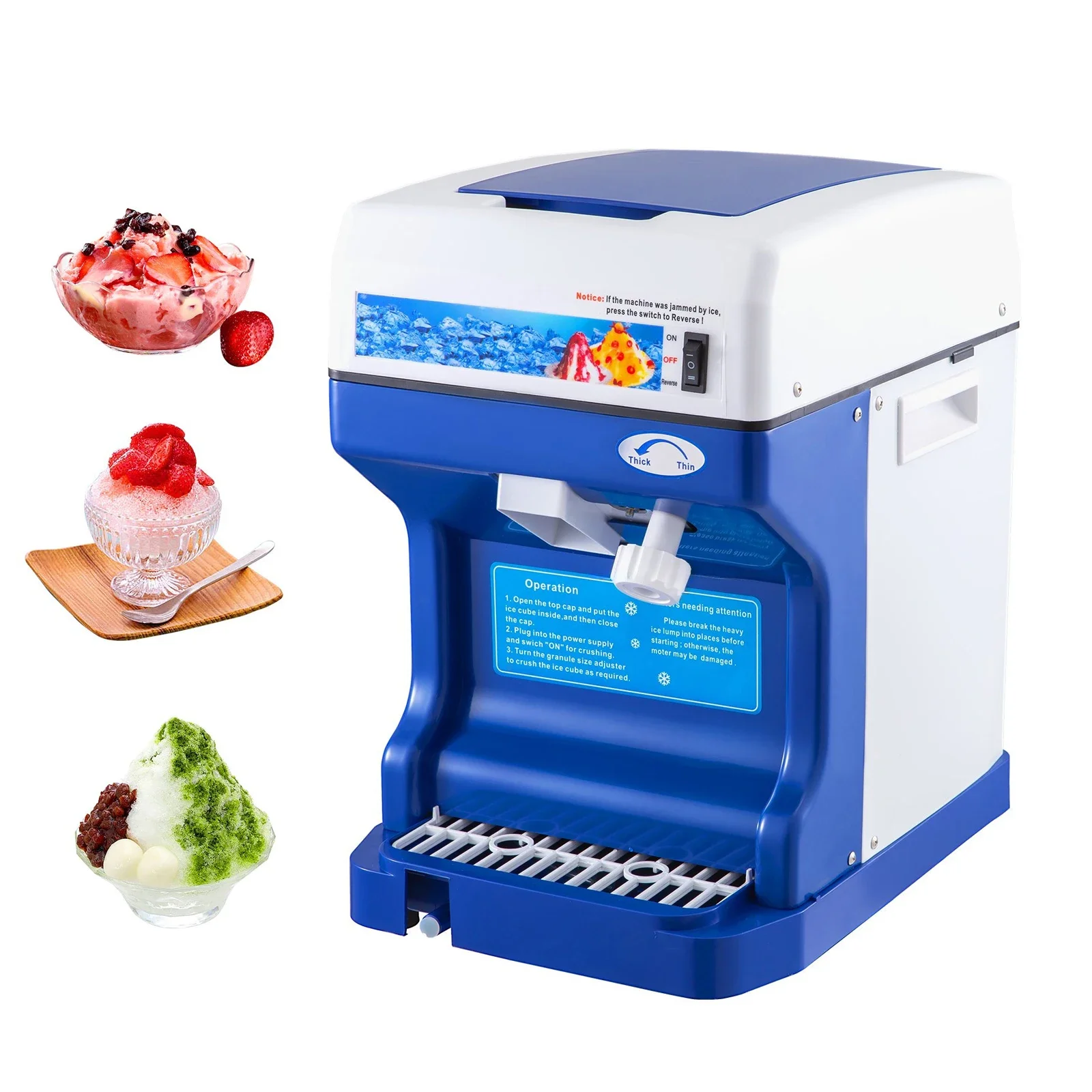 5L Automatic Snowflake Ice Shaver Machine, Commercial Ice Crusher for Street Stall, Household Slush & Snow Ice Maker