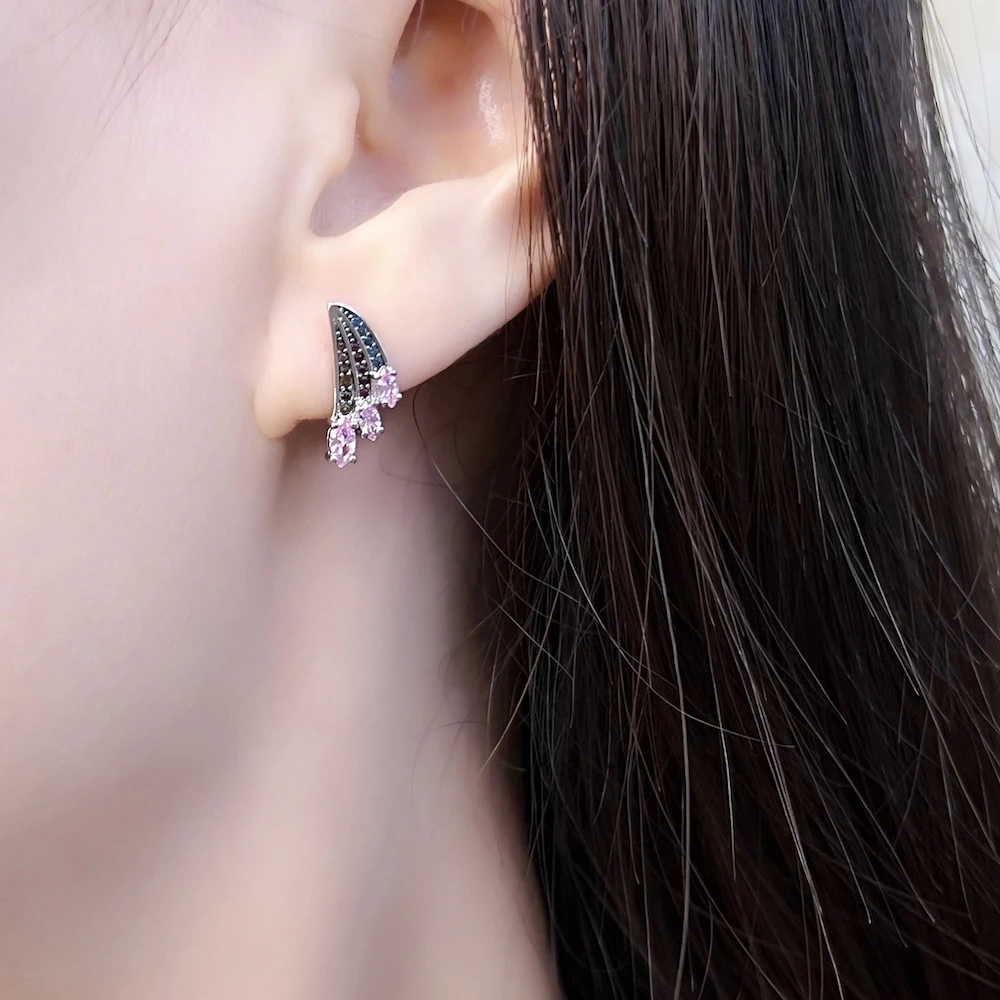 Ohrstecker Kolibri-Flügel, Außergewöhnlicher Regenbogen-Look Schmuck für Frauen, Sommer Neu Bohemia, Kraftvolles Geschenk aus 925 Sterling Silber – Detail 5