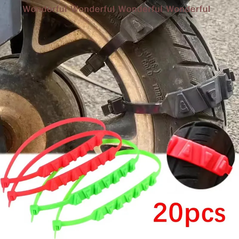 

10/20 pcs Motorcycle-Bicycle Anti-Skid Snow Chains, Winter Tires Non-slip Wheel Cable Ties, Emergency Tire Chain
