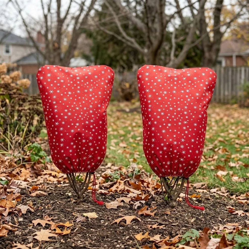 2pcs Plant Covers Freeze-Protection Windproof Covers Frost Christmas Snowflake Shrubs Cover Breathable Insulation Cover