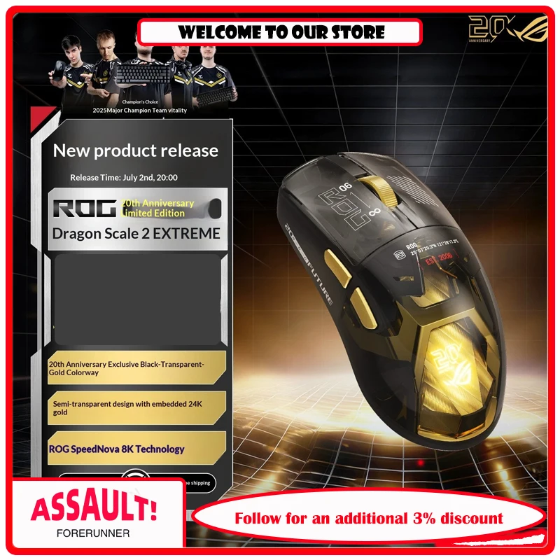 ROG Dragon Scale 2 Extreme 20th Anniversary Wireless Gaming Mouse 3-mode Lightweight Esports PC Mouse