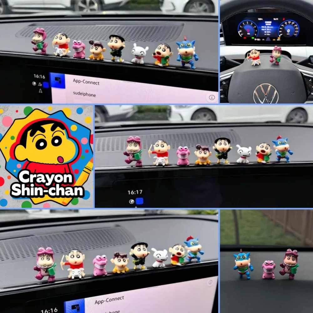 8 قطعة/المجموعة تلوين شين تشان الكرتون سيارة الحلي اللعب Kawaii البسيطة أنيمي عمل أرقام الفردية مركز وحدة التحكم الزخرفية #6