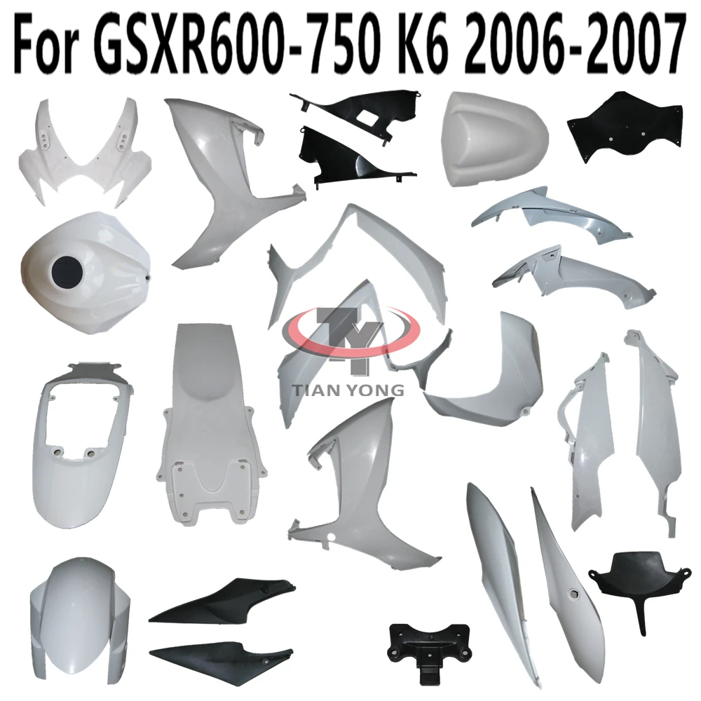 Motorcycle For GSXR600 GSXR750 GSXR GSX 600 750 2006 2007 K6 Unpainted Fairing Bodywork Components Pack left right