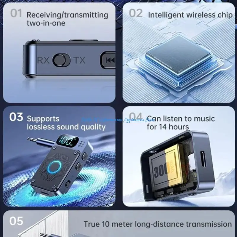 Bluetooth-compatible 5.4 Sound Adapter Transmitter Receiver Headphone Low Latency Adapter For Home Entertainment
